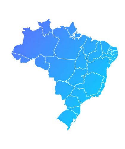 Mapa do Brasil com destaque para o Nordeste — região de base de Kaique Vilela